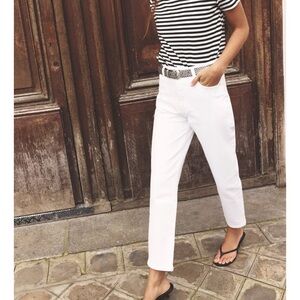 Zara White High Waist Straight-Leg Jeans